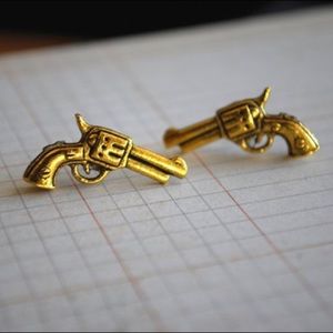 Gun earrings - gold gun studs